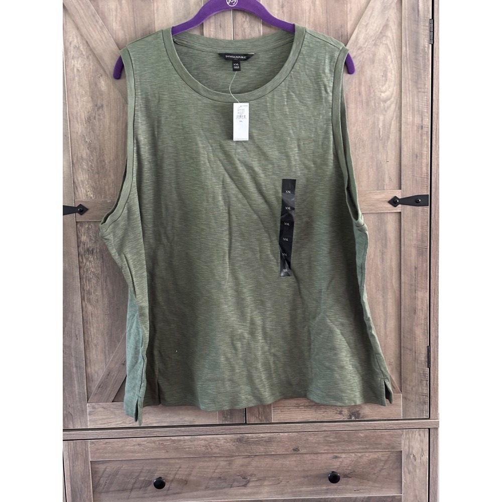 Banana Republic Factory Muscle Tank Top Olive Green Slub XXL NWT 882154-05-1